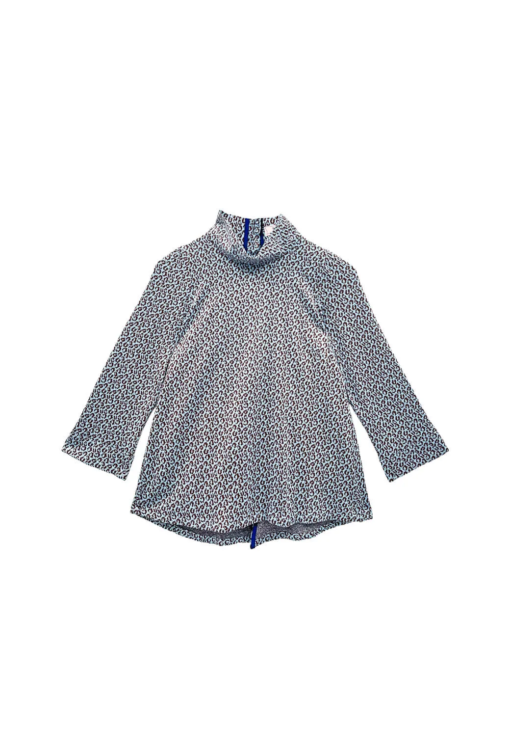 Long Sleeve Mod Top - Blue & Brown Cheetah Knit SleevelessOption Flexible Ribbed Cuffs