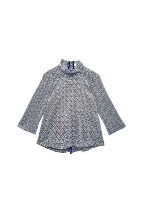 Long Sleeve Mod Top - Blue & Brown Cheetah Knit SleevelessOption Flexible Ribbed Cuffs