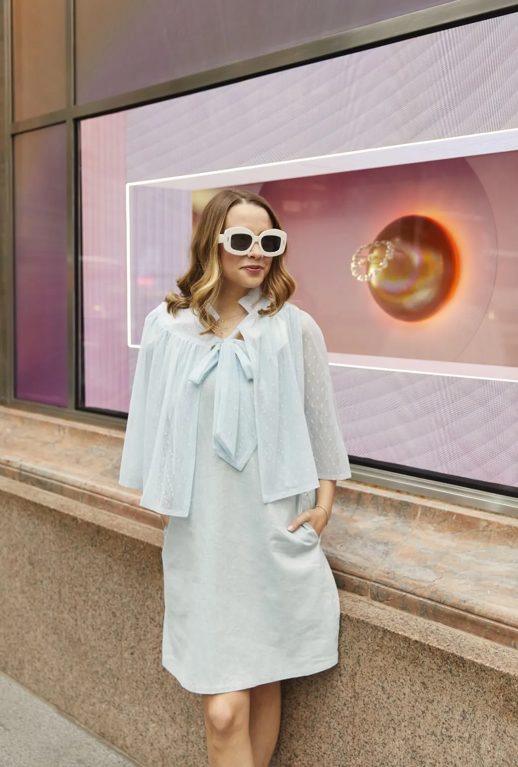 Buru x Old Soul Etiquette Capelet - Blue Tulle Long Sleeve Polo Basic Tank