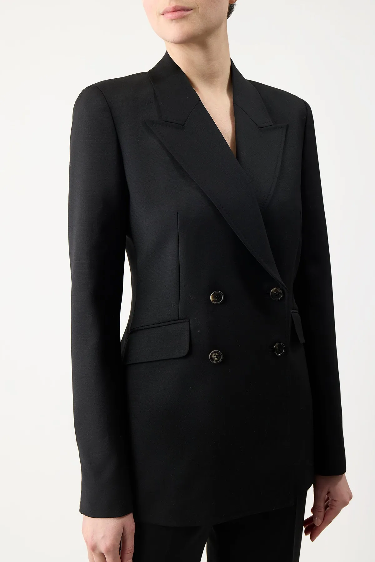 Anti Odor Finish Angela Blazer in Black Sportswear Wool