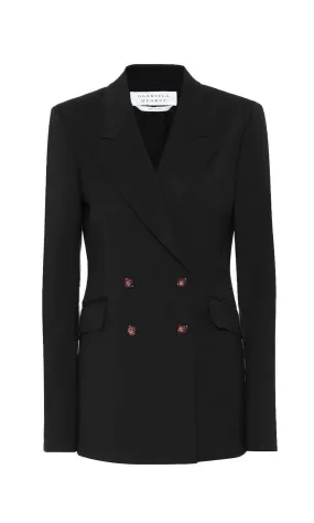 Angela Blazer in Black Sportswear Wool Relaxed Design