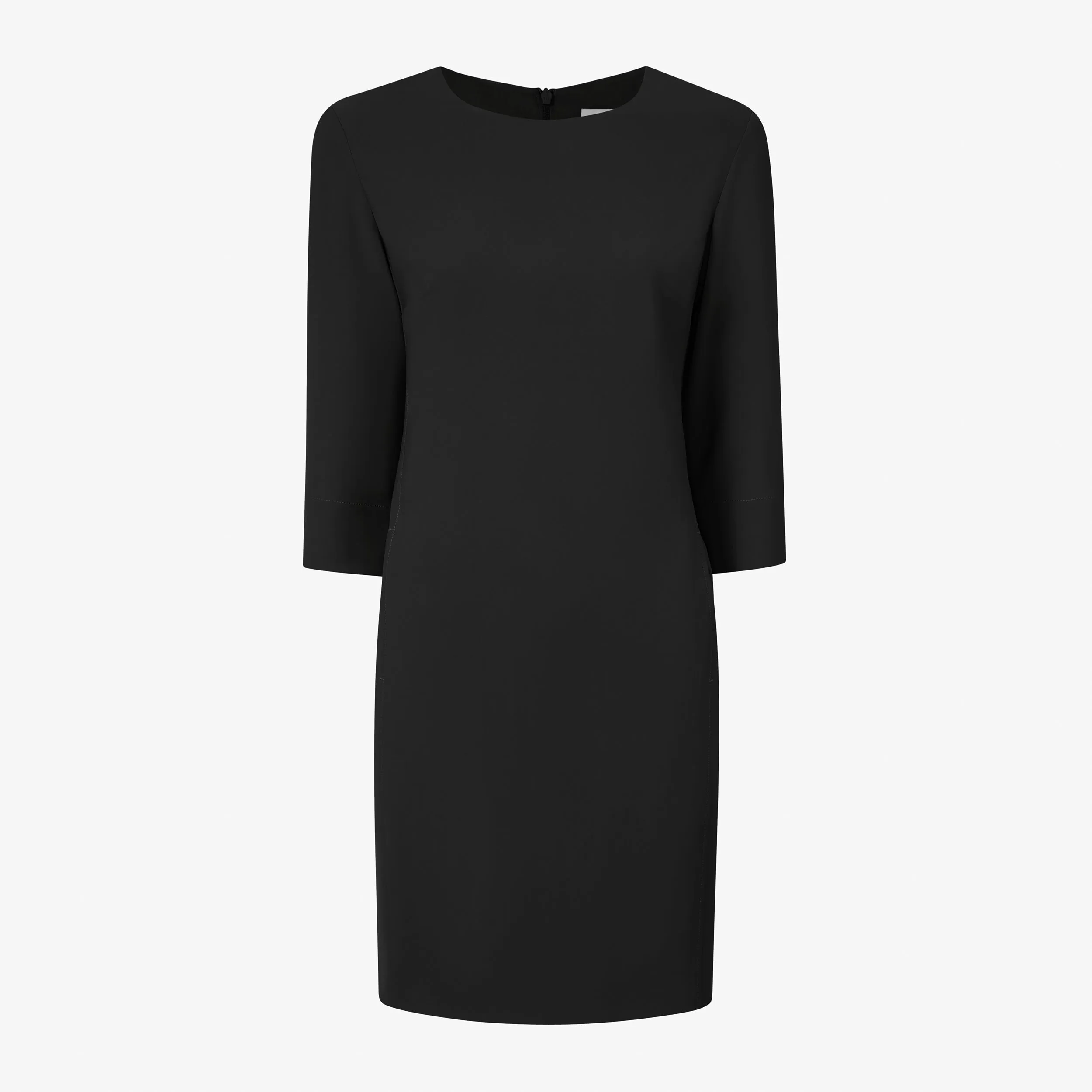 Ribbed Collar Design FourWayStretch Lancia Travel Dress - OrigamiTech :: Black