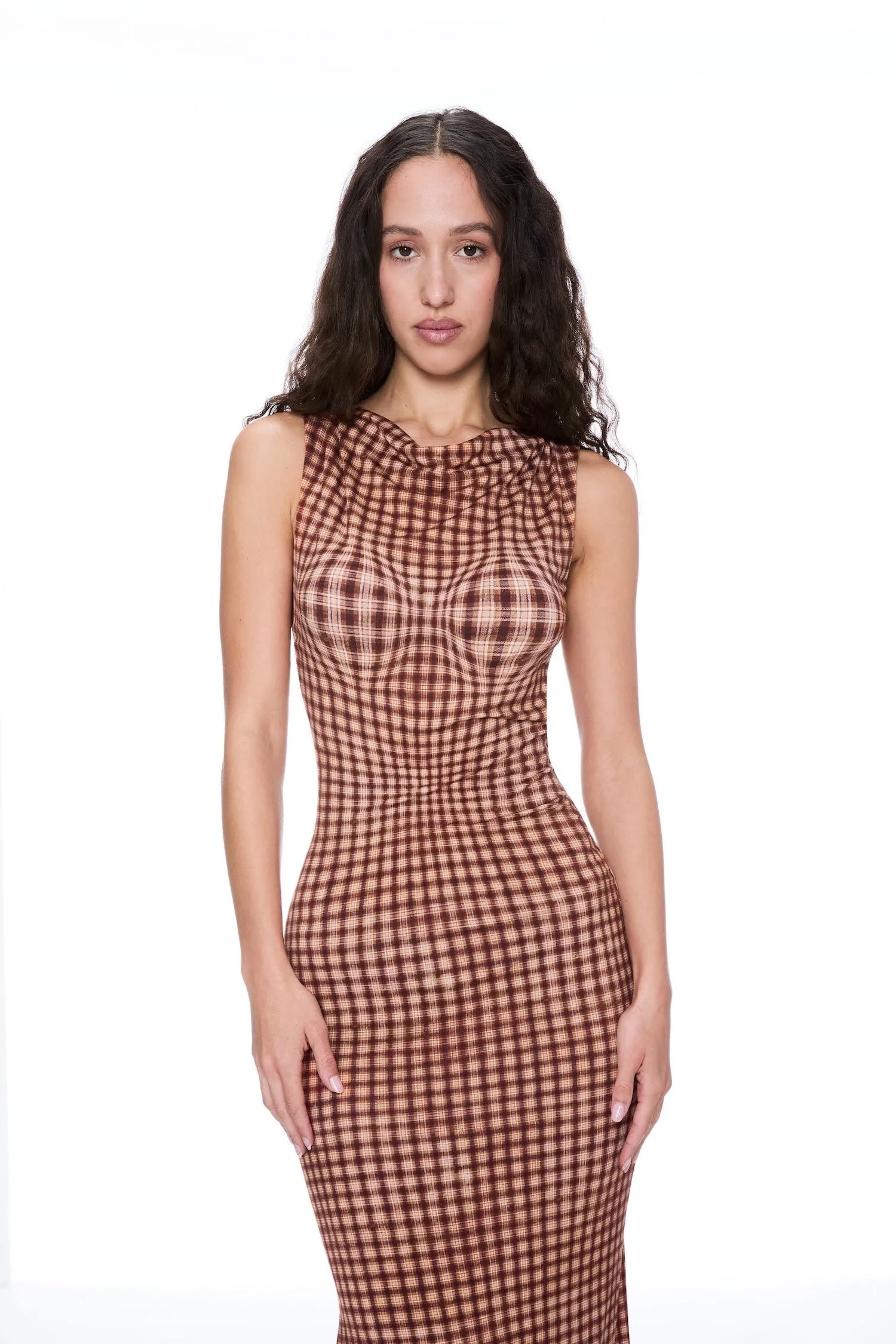 TonalStitching SELENA DRESS - WARPED PLAID