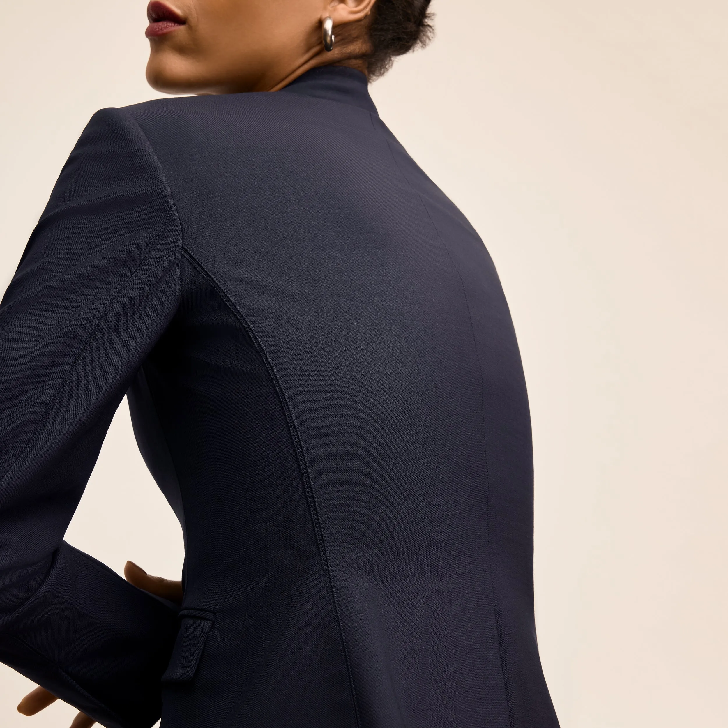 Comfortable Fabric Thermal Insulation Layer Yasmine Blazer - Wool Twill :: Dark Navy