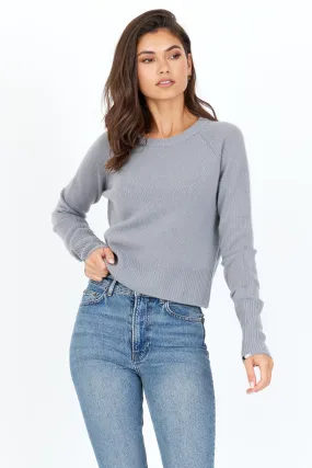 Hidden Zipper ONE GREY DAY BLAKELY CASHMERE CREWNECK