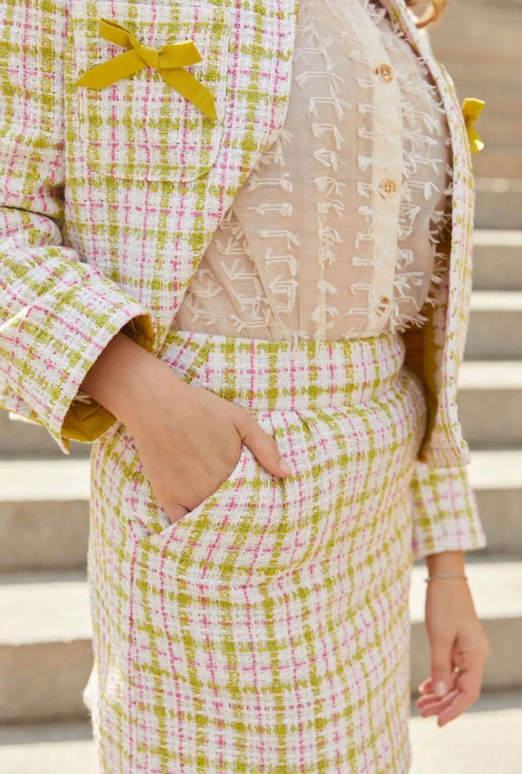 Buru x Old Soul Etiquette Maggie Mini Skirt - Spring Tweed Travel Essential