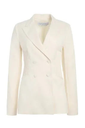 Airflow Optimized Weave FrictionFreeNeckline Brett Blazer in Ivory Textured Linen
