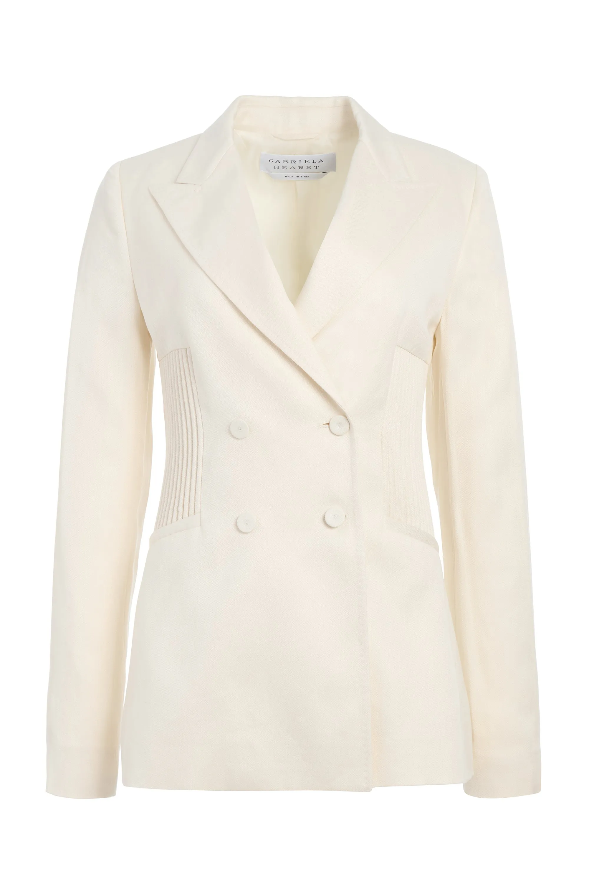 Airflow Optimized Weave FrictionFreeNeckline Brett Blazer in Ivory Textured Linen